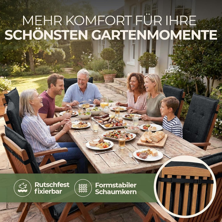 Florence Hochlehner Auflage – Gartenstuhlauflage Hochlehner mit Schaumstoff Polster, Outdoor Kissen