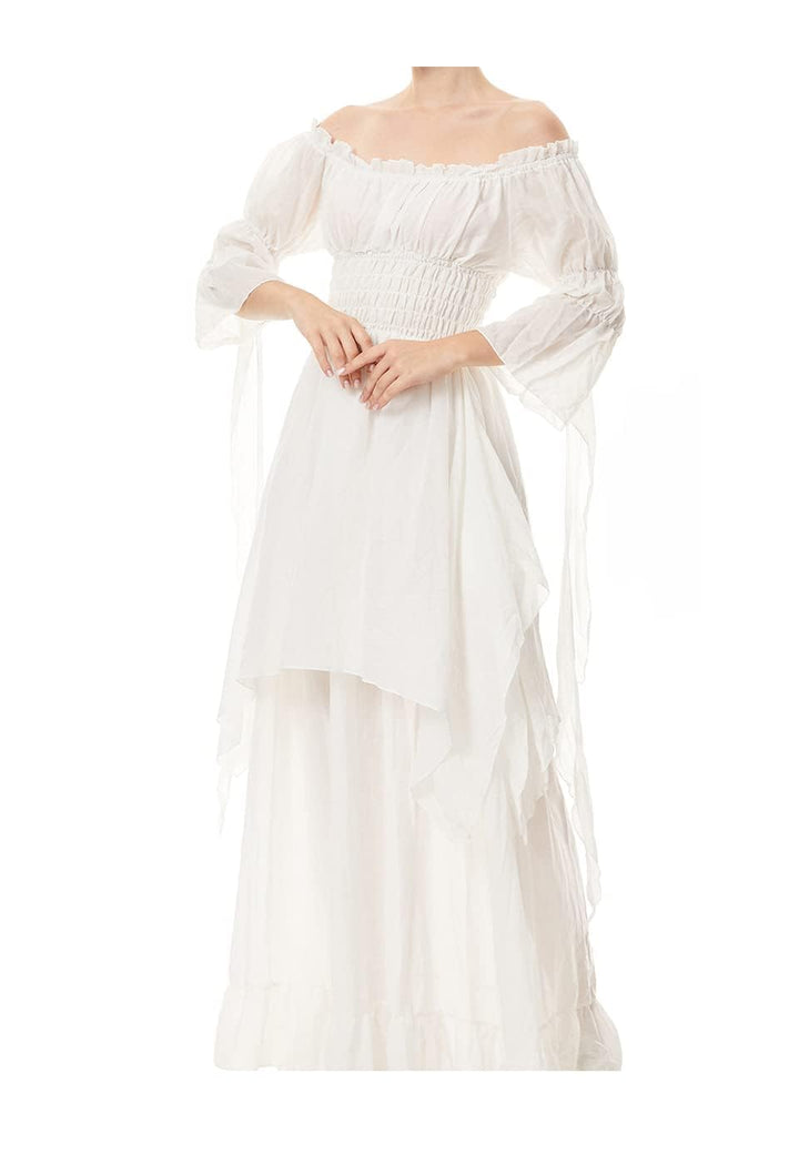 Halloween Kostüm Damen,Mittelalter Renaissance Kleidung mit Korsett Gürtel Retro Maxikleid Viktorian