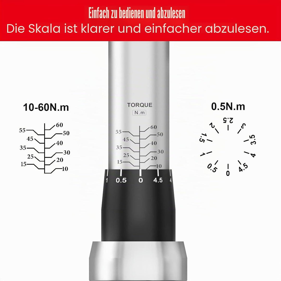 TAGVIT Drehmomentschlüssel 3/8", ± 3% Fehlergenauigkeit, 10-60 NM Drehmomentschlüssel mit Einer Trag