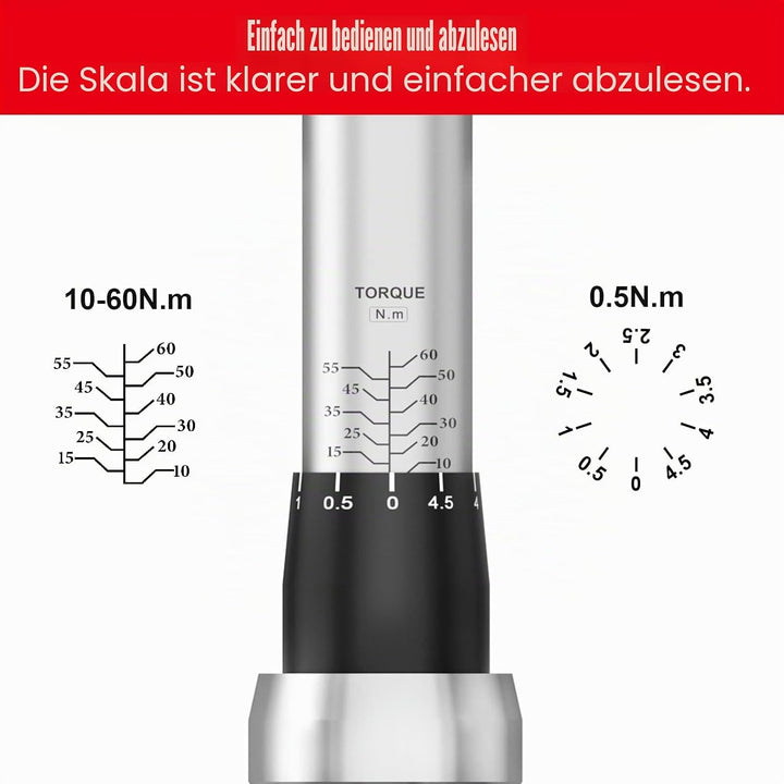 TAGVIT Drehmomentschlüssel 3/8", ± 3% Fehlergenauigkeit, 10-60 NM Drehmomentschlüssel mit Einer Trag
