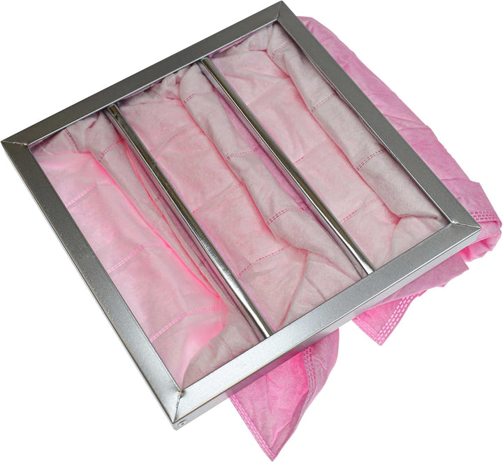 vhbw Taschenfilter für Diverse Klima- und Lüftungsanlagen - Filter F7, 28,7 x 28,7 x 36 cm, Rosa