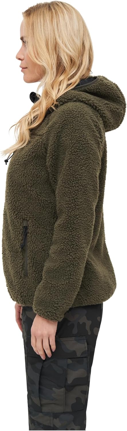 Brandit Women Teddyfleece Jacket Hooded, many colours, Grössen XS bis 5XL, Oliv