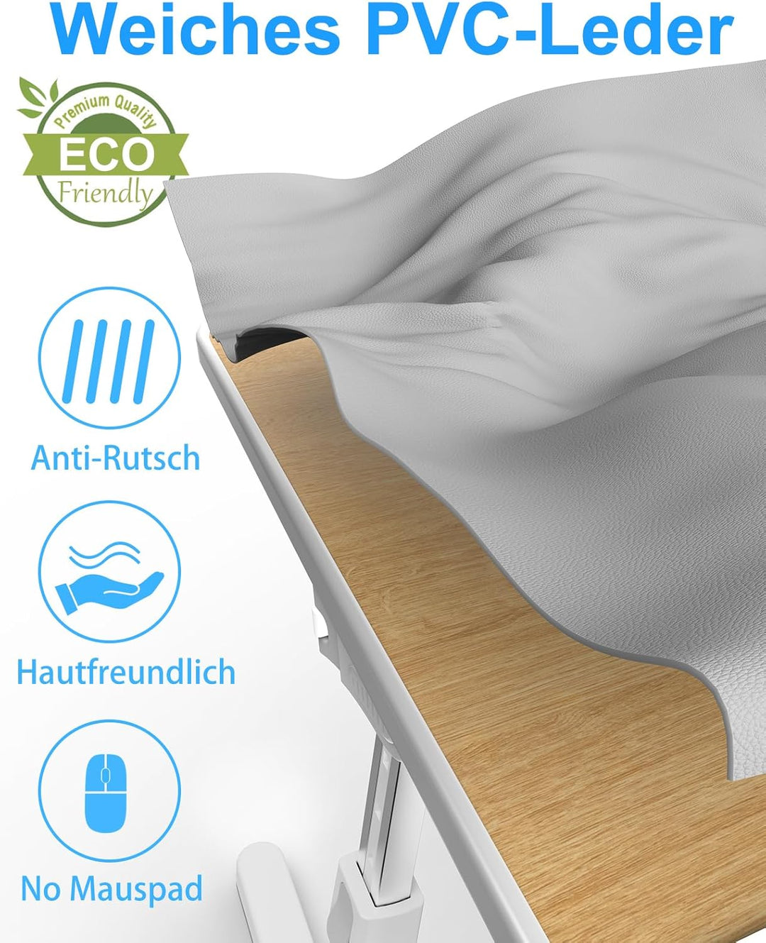 Laptoptisch, Potuopy Leder verstellbare Höhe Winkel faltbar Betttisch, X-Large Laptop Tisch für Sofa