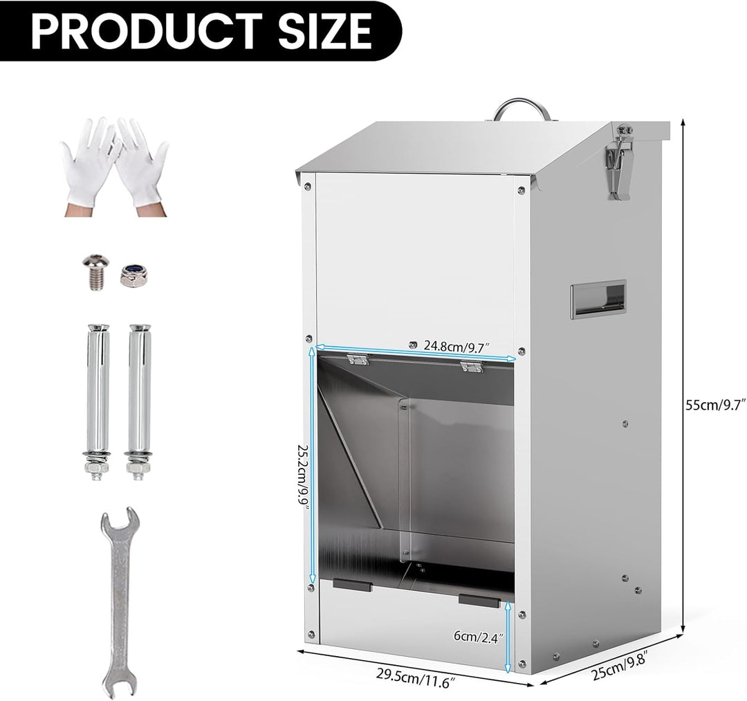 Automatische Hundefütterung 25lbs Grosse Kapazität Edelstahl im Freien und Innenbereich Schwerkraft