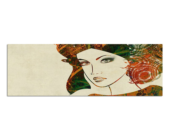 Paul Sinus Art Panoramabild auf Leinwand und Keilrahmen 150x50cm Gemälde Mädchen Gesicht Portrait