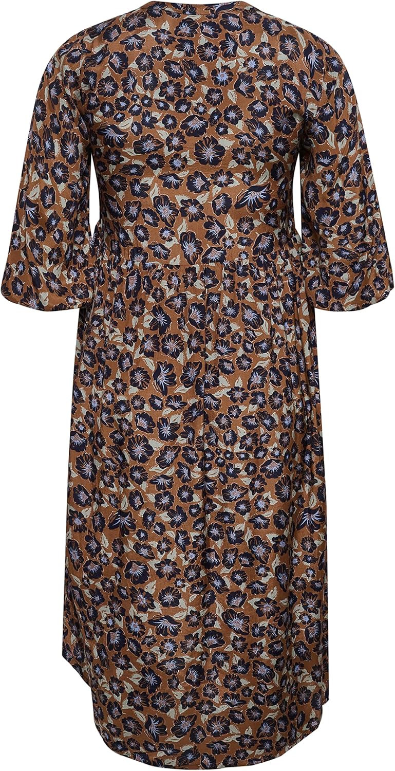 KAFFE CURVE Kleid Grosse Grössen Damen 3/4 Arm V-Ausschnitt Kleid Grosse Grössen Damen 3/4 Arm V-Aus