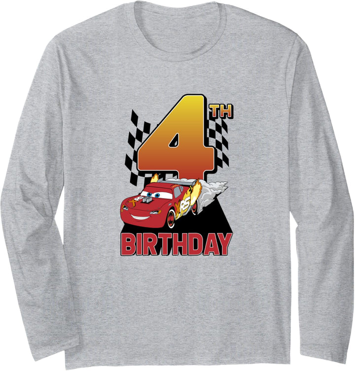 Disney Pixar Cars Lightning McQueen 4th Birthday Peel Out Langarmshirt