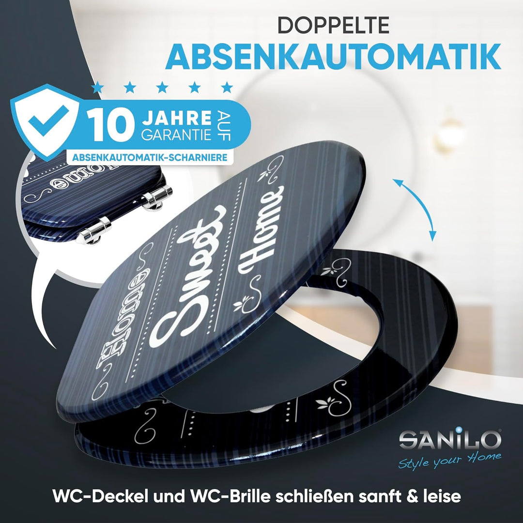 Sanilo WC Sitz mit Absenkautomatik, viele schöne schwarze Toilettendeckel zur Auswahl, hochwertige u