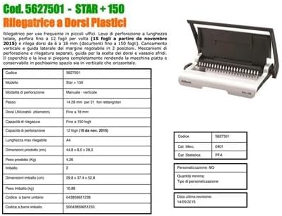 Fellowes Plastikbindegerät Star+ 150 für das Home Office, mit Dokumentmessfunktion, Bindeleistung 15