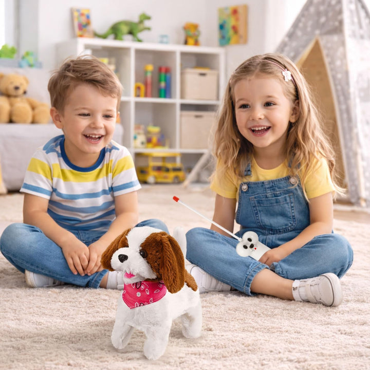 JAMARA -Lucky RC Plüschhund 27MHz- Weiches Fell, bewegt die Schnauze und Kopf, wedelt mit dem Schwan