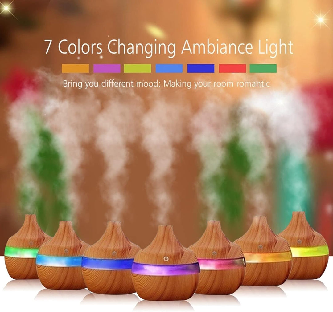 Luftbefeuchter Diffusor Aromatherapiegerät USB-Anschluss LED-Licht Holzmaserung für das Kinderzimmer