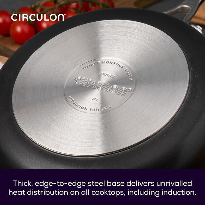 Circulon Style Induction Saute Pan with Lid 27cm - Non Stick Saute Pan with Stainless Steel Lid & Ha