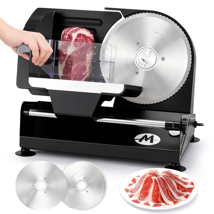 Moongiantgo Allesschneider Elektrisch Brotschneidemaschine mit 2x Abnehmbarer 7.3'' Edelstahlklinge,