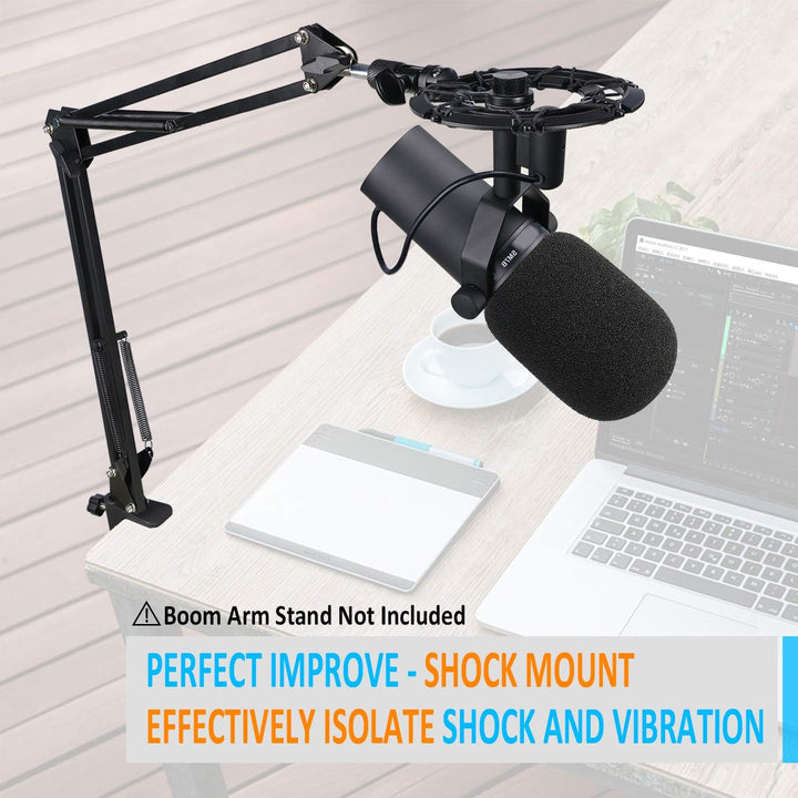 Shure SM7B Shock Mount mit Popschutz, SM7b Mikrofonspinne Halterung Reduziert Vibration und Verbesse