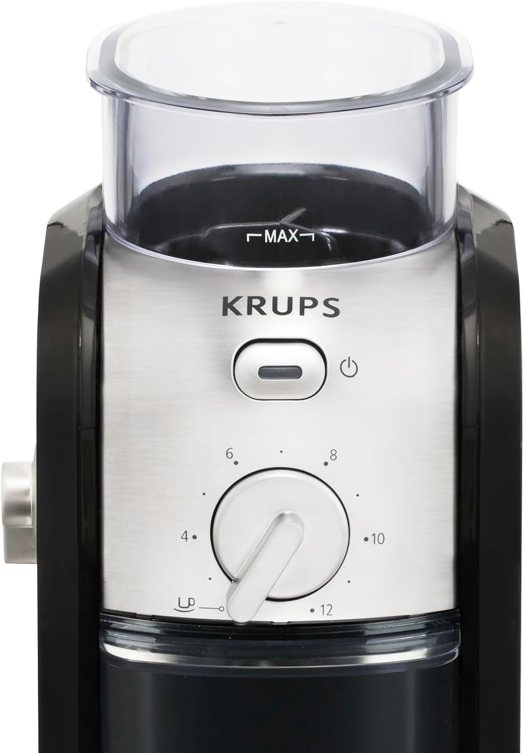 KRUPS GVX212 Kaffeemühle | mit Mahlgrad- Und Tassenzahlauswahl | Scheibenmahlwerk aus Edelstahl | 22