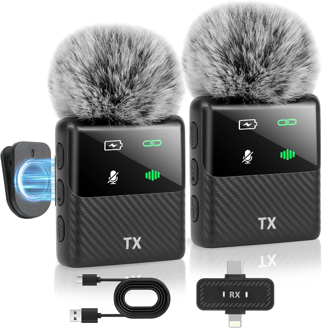 Mini kabelloses Ansteck mikrofon für iPhone, iPad, Android Handy –Geräuschunterdrückung, Plug & Play