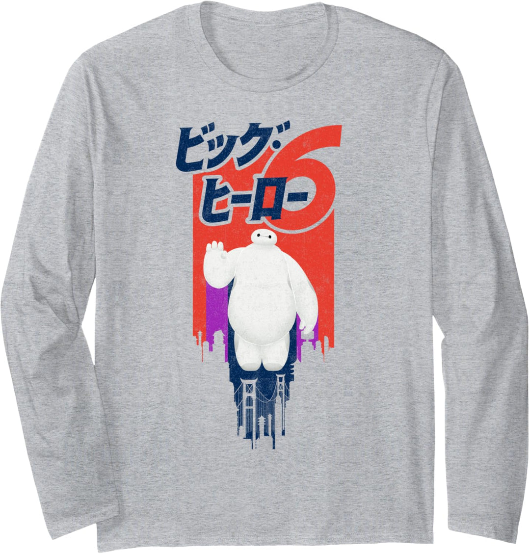 Disney Big Hero 6 Baymax San Fransokyo Kanji Portrait Langarmshirt