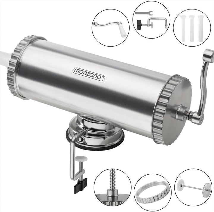 Deuba Wurstfüller Aluminium mit Tischklemme 3 Füllrohre Wurstfüllmaschine Manuell 2,5 kg Füllmenge W