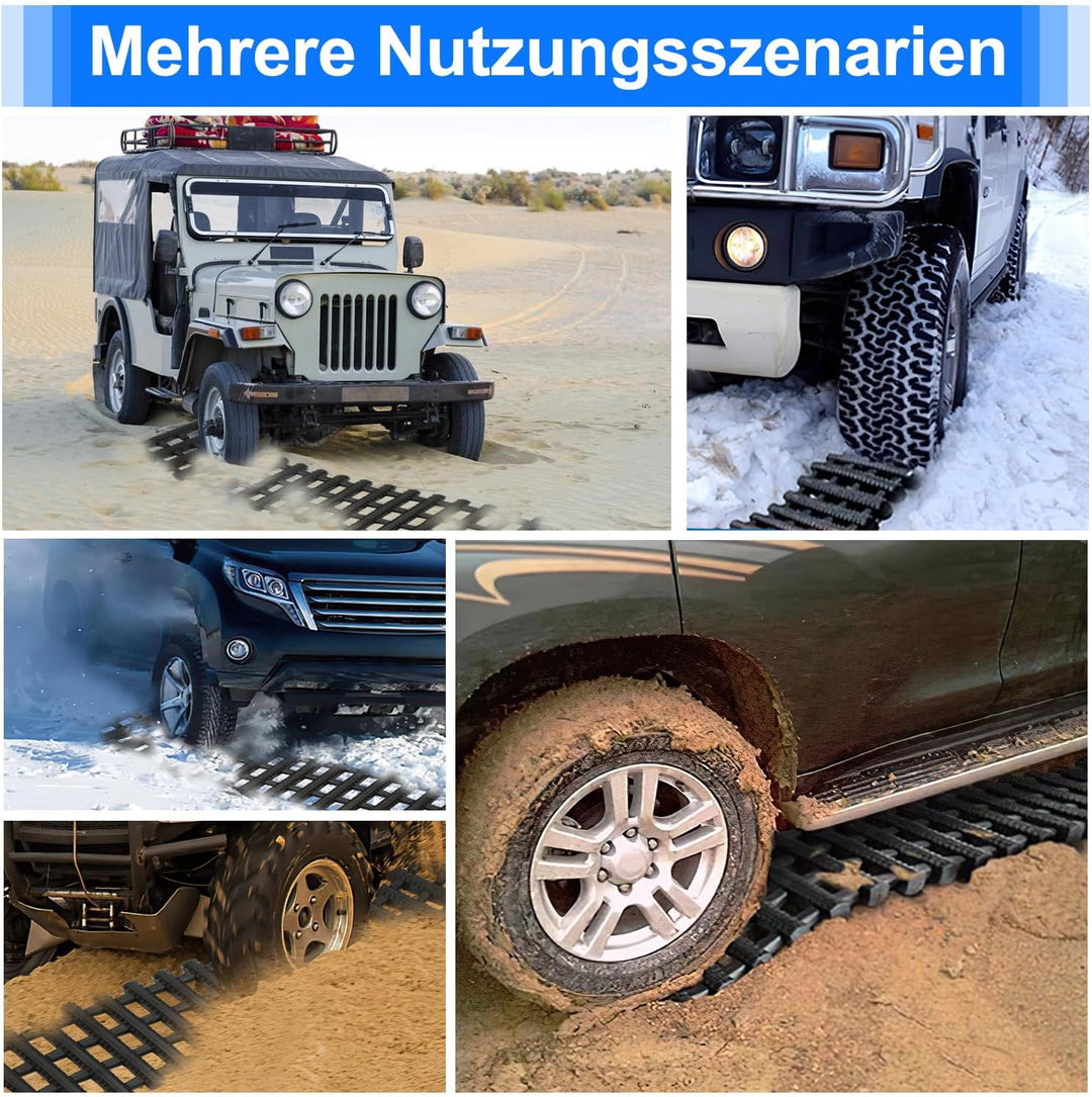 Anfahrhilfe Auto 2er-Set, Traktionshilfe Sandbleche Offroad 100x21cm 100 x 21 x 2.5 CM, 100 x 21 x 2