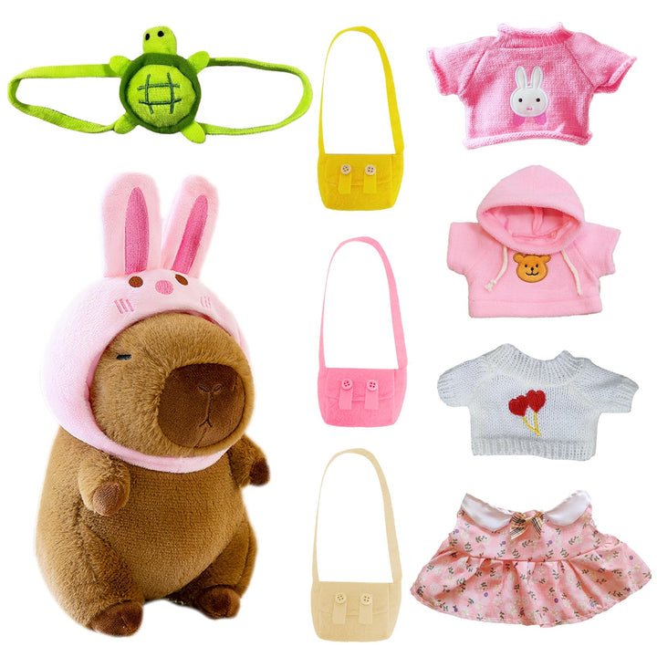 Capybara Plüschtier, 23CM Capybara Kuscheltier Set Cartoon Plüschtiere, Plüsch Puppe Spielzeug mit K