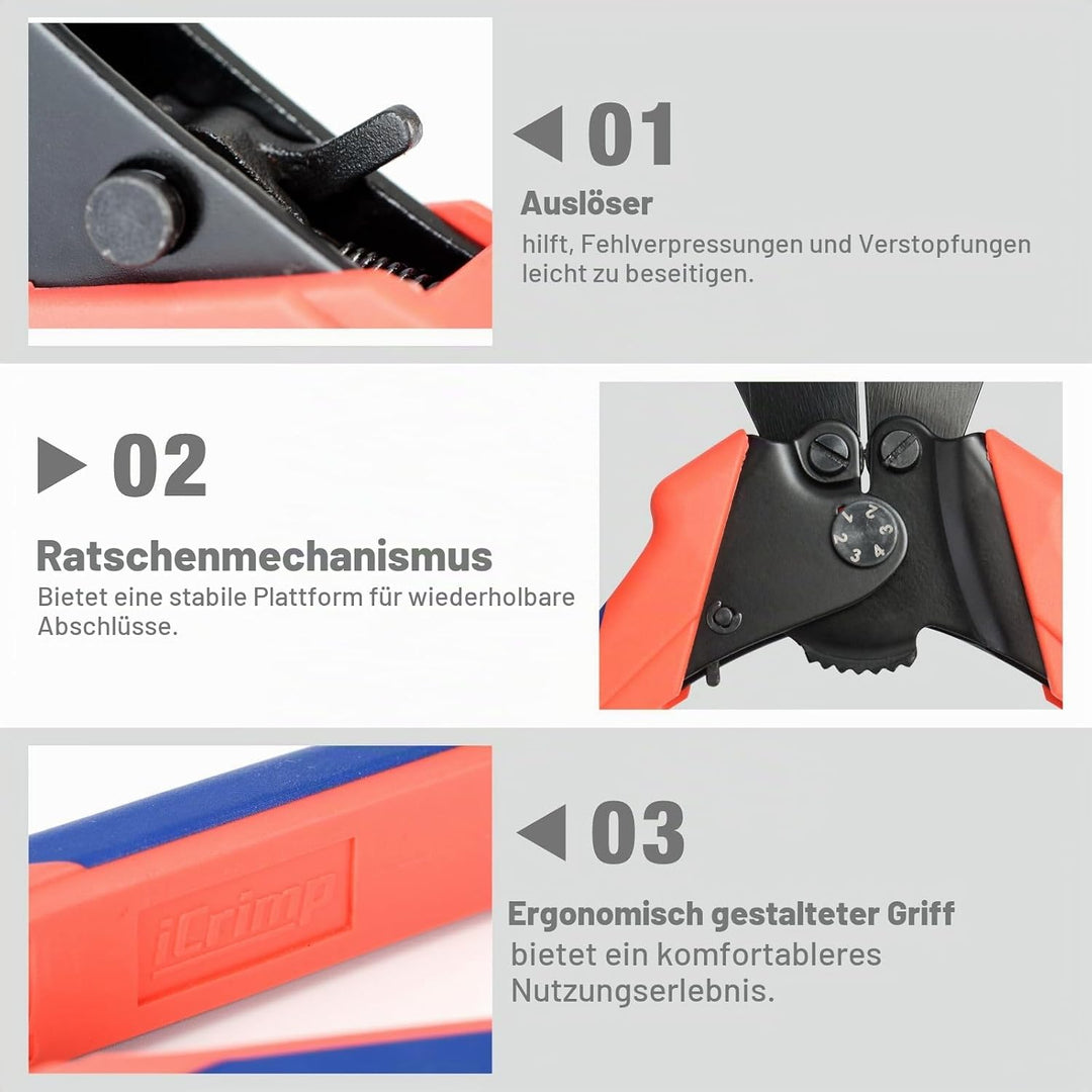 iCrimp CWR1328 Drahtseil Crimpzange Set 0,3–3,5 mm mit 375 Hülsen | Crimpwerkzeug für Drahtseile 0,3