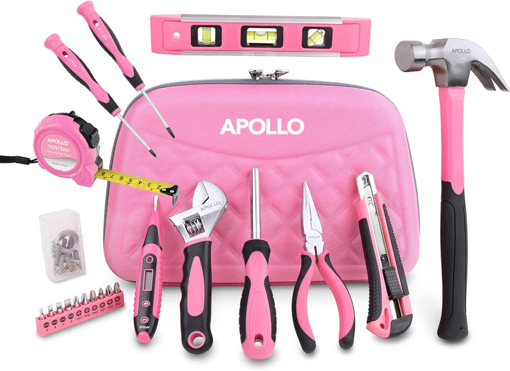Apollo 21 tlg Pinkes Werkzeug in einer Stylischen Werkzeugtasche mit Reisverschluss für die Frau im