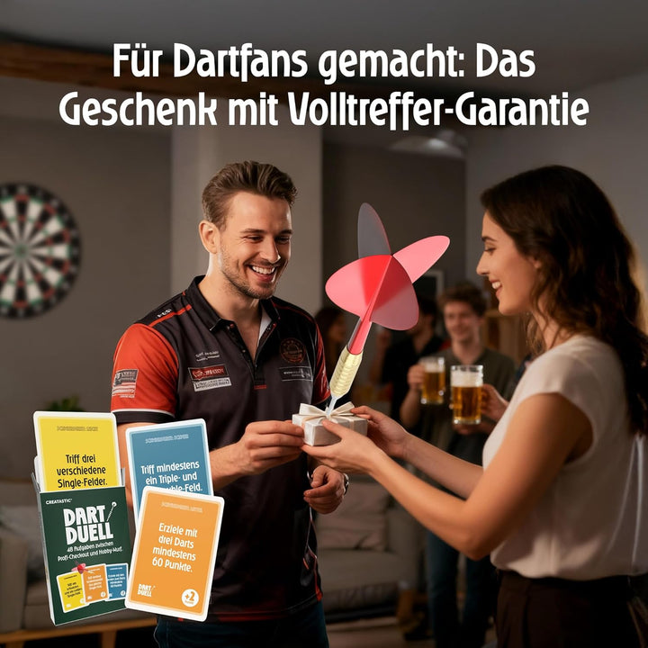 Creatastic - Dart Duell Kartenspiel, Dart Zubehör Kartenspiele Geschenk, 48 Aufgaben in 3 Schwierigk