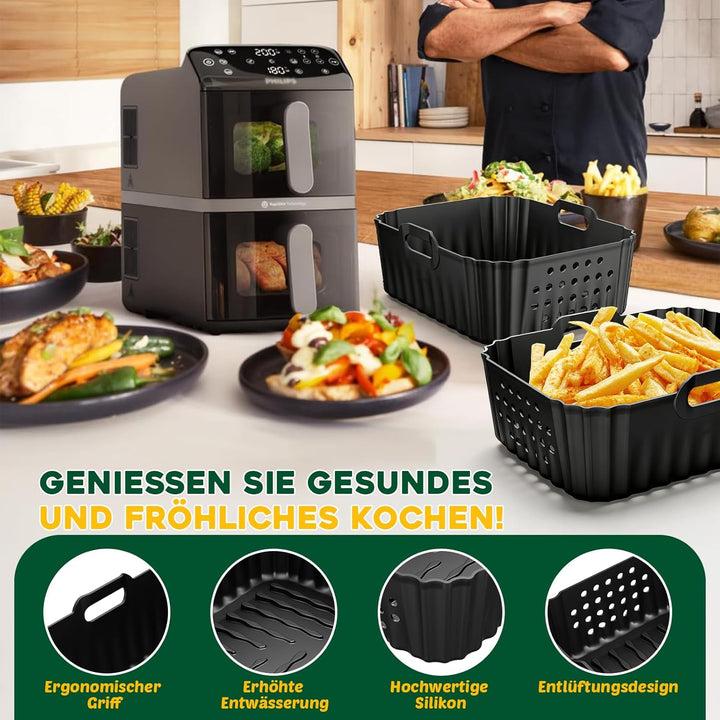 Heissluftfritteuse Zubehör, Airfryer Zubehör für Philips Airfryer 4000 Series Stacked Dual Basket 10