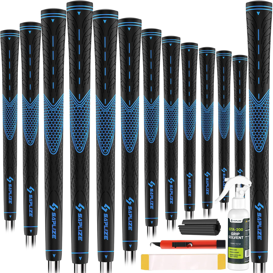 SAPLIZE Golfgriffe 13er-Set mit komplettem Regripping-Kit, Standard / Mittelklasse, Weiss / Grün / R