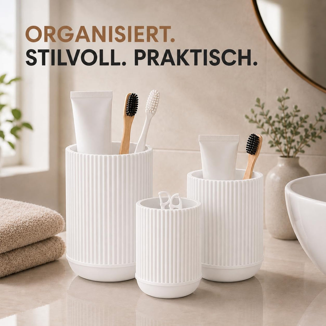 CABU Stiftehalter Weiss 3er Set – Minimalistischer Schreibtisch Organizer – Multifunktionaler Stifte
