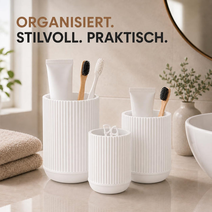 CABU Stiftehalter Weiss 3er Set – Minimalistischer Schreibtisch Organizer – Multifunktionaler Stifte