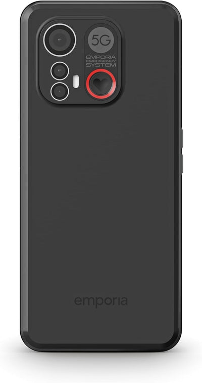 emporia ME6, Smartphone mit No-Panic-Taste, 5G Volte, 6,58-Zoll-Display, RAM 6 GB, ROM 128 GB, Andro
