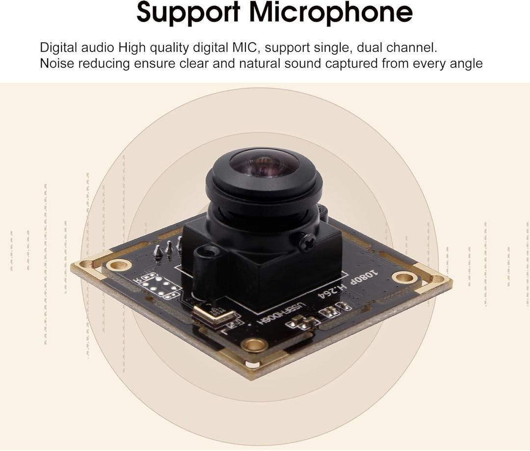 Svpro Full HD USB Kameramodul 1080P 30pfs H.264 Low Light Kamera Board mit Dual Mikrofon, 180 Grad F