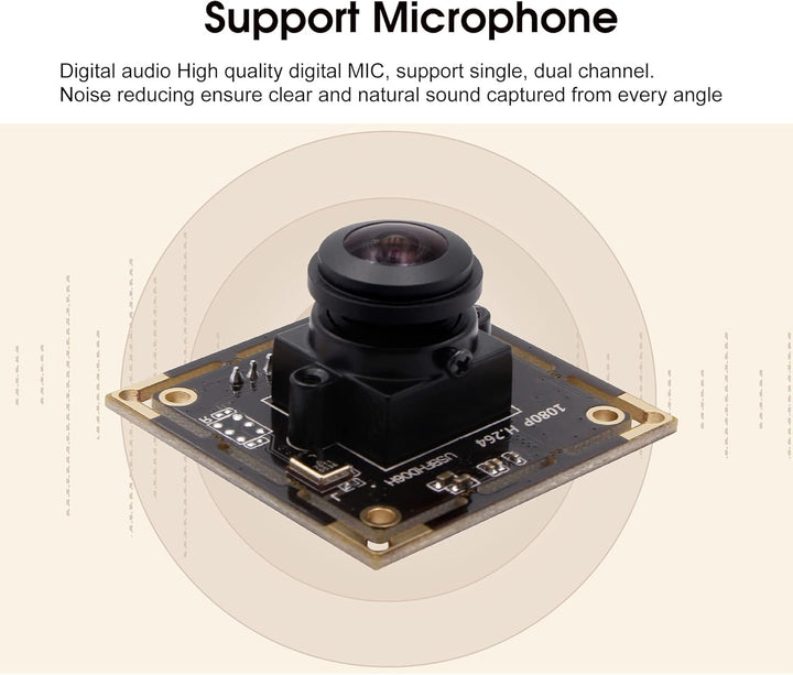 Svpro Full HD USB Kameramodul 1080P 30pfs H.264 Low Light Kamera Board mit Dual Mikrofon, 180 Grad F