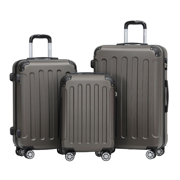 BEIBYE Hartschalen-Koffer Trolley Rollkoffer Reisekoffer Handgepäck 4 Rollen (M-L-XL-Set) (Coffee, S