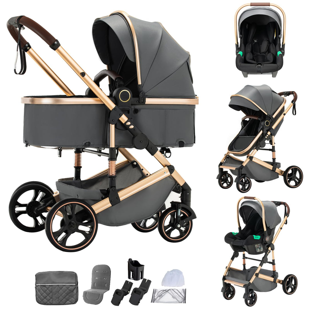 kinderwagen 3 in 1 Kombikinderwagen für Neugeborene robustes leichtes Aluminiumgestell geeignet bis