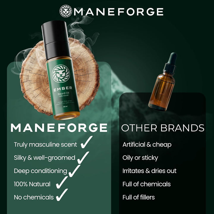 Ember Bartöl für Männer – 30ml – Natürlich mit Arganöl Mandelöl & Avocadoöl – Gegen Trockenheit Juck