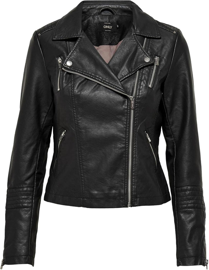 ONLY Female Kunstlederjacke ONLGEMMA Kunstlederjacke, Schwarz