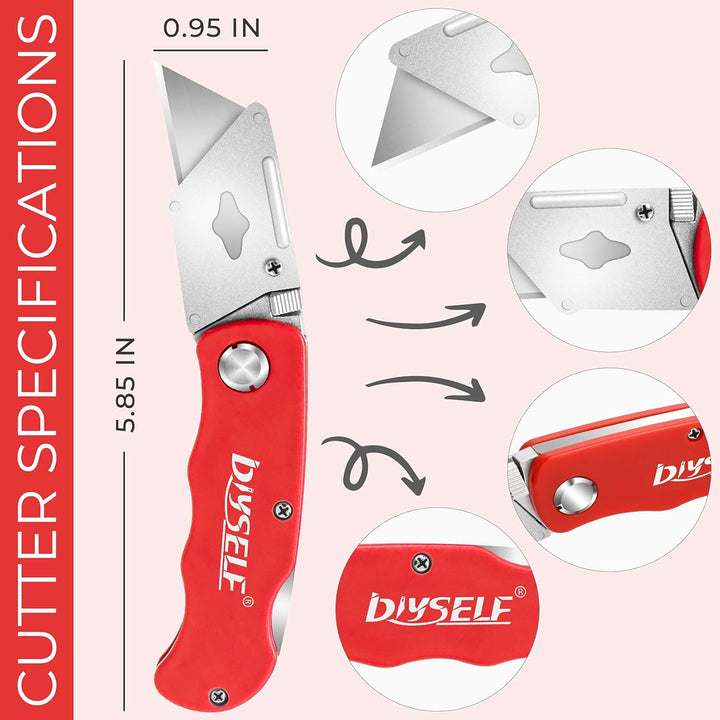 DIYSELF Messer 7er Pack Kartonschneider, Rückenschloss Design, Schneller Klingenwechsel, Rasiermesse