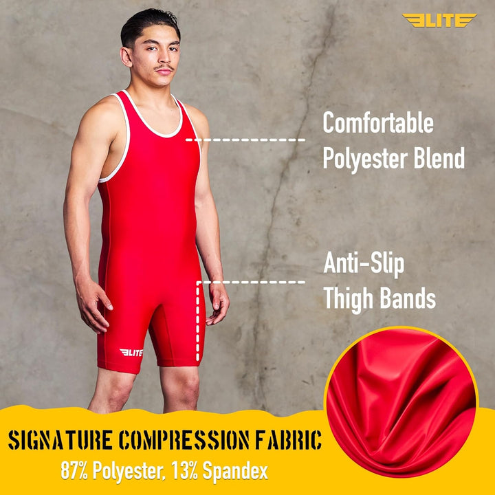 Men’s wrestling singlets, Elite Sports Standard Singlet for Men Wrestling Uniform Rot/Ausflug, einfa