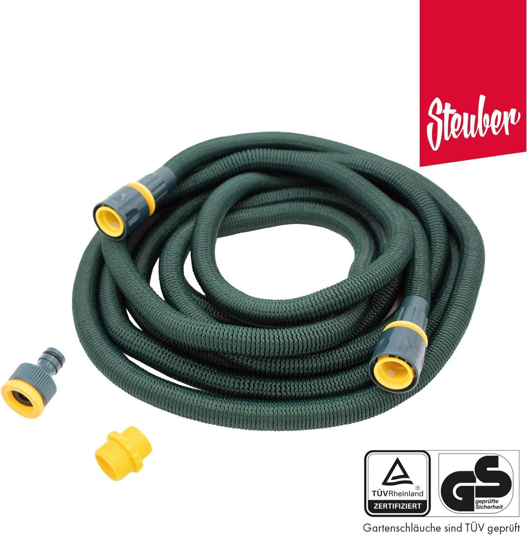 Steuber Flexibler Gartenschlauch Platinum GREEN mit 8 Sprühkopf-Funktionen, 16,5m, TÜV Süd Siegel, m
