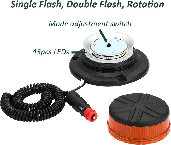 D-TECH 12/24V LED Frontblitzer Rundumleuchte Amber Notlicht-Leuchtfeuer für LKWs Traktoren Orange Ru