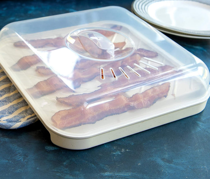 Nordic Ware 60173 Schräg Speck und Fleischtablett, Kunststoff, Weiss, Abgeschrägtes Speck-Table