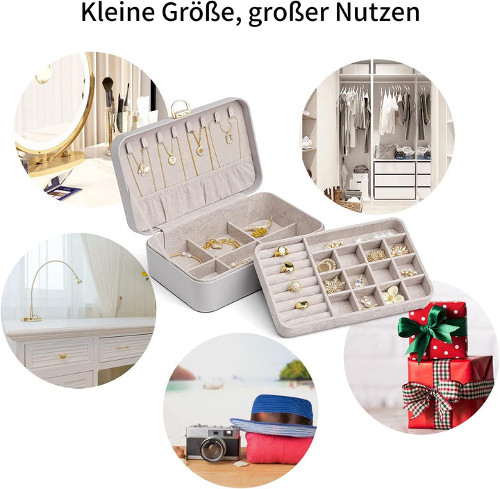 Vlando Schmuckkästchen Mädchen Damen, Doppelschicht Schmuckkasten, Abschliessbare Schmuckschatulle,