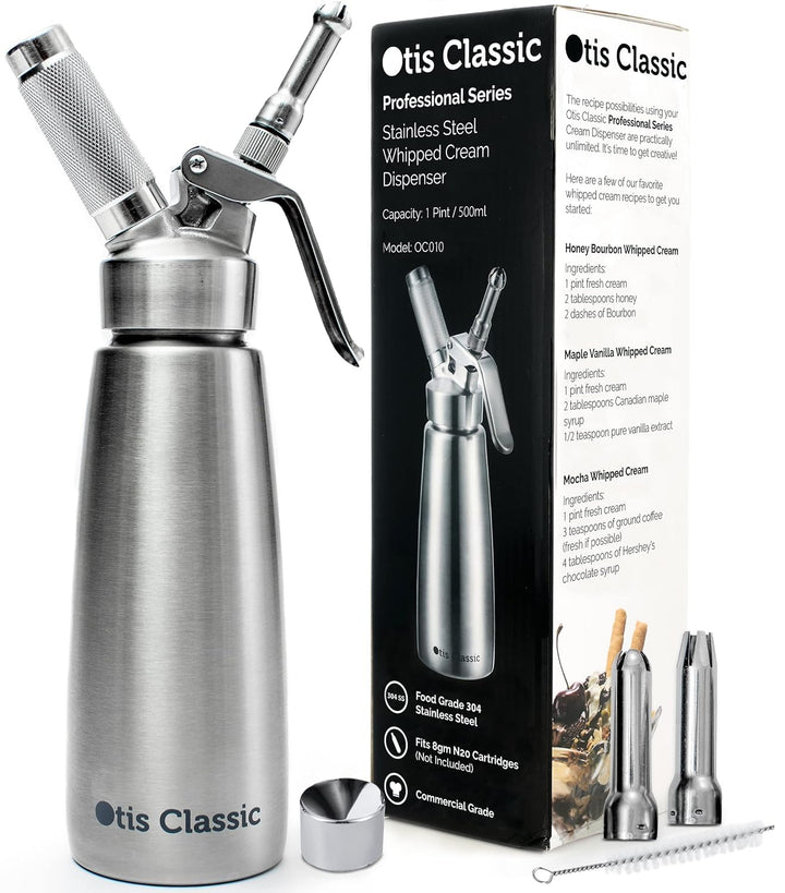 Whipped Cream Dispenser Stainless Steel - Cream Whipper - 1 Pint Large - Top Seller by Otis Classic