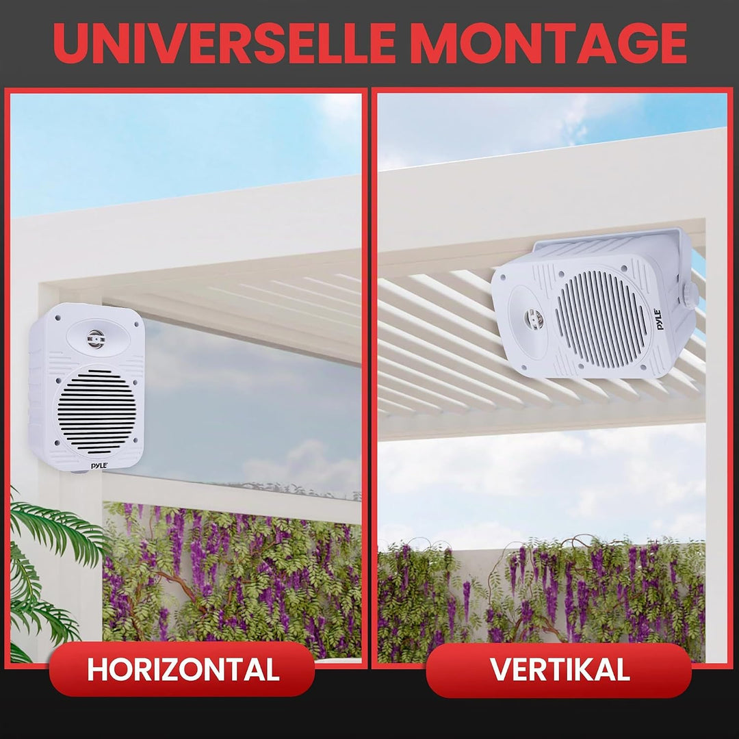 Pyle Lautsprecher Set Outdoor Indoor – 500W 4” 2-Wege Boxen wasserdicht Full Range Stereo Sound, Wet
