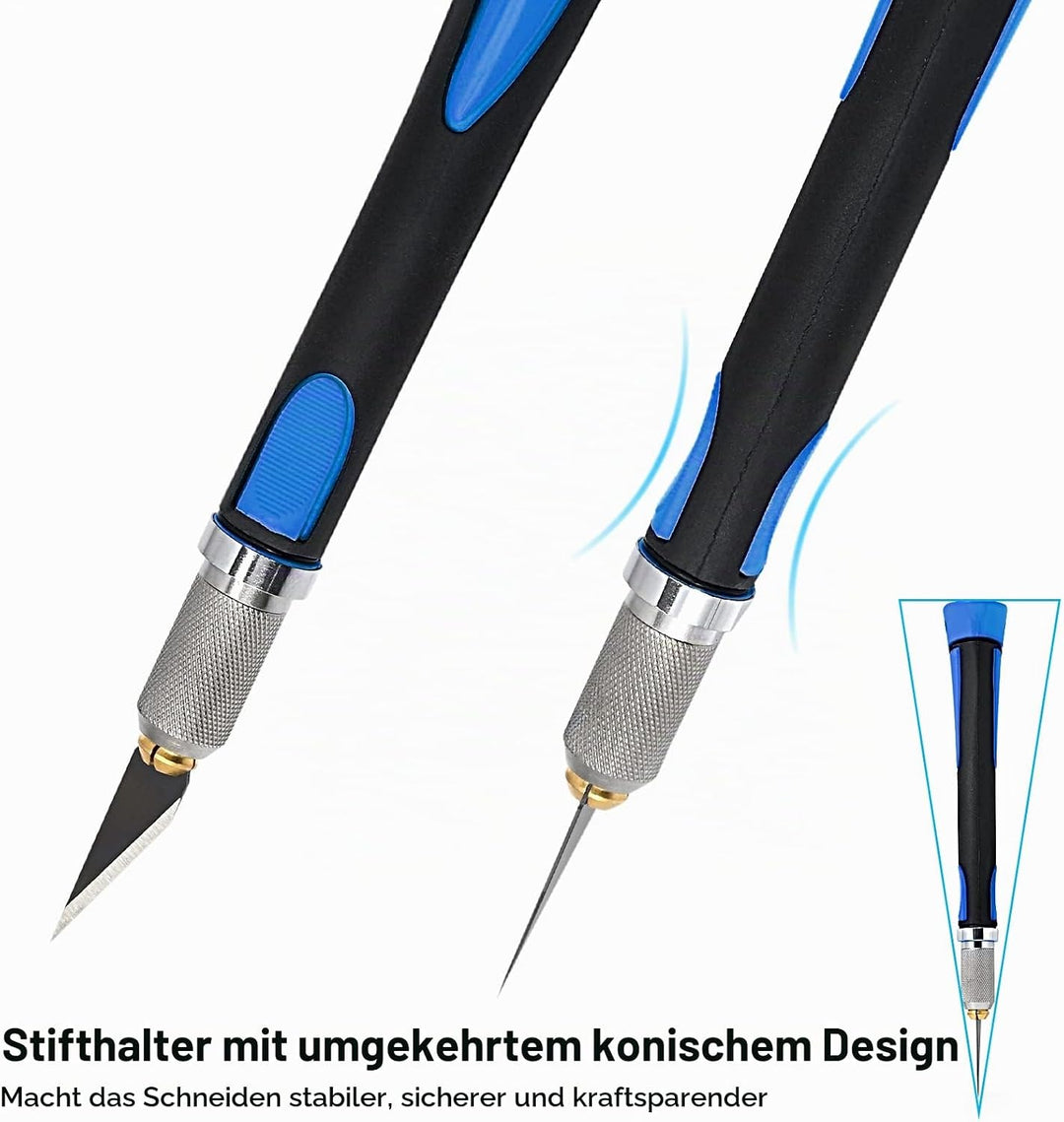 EHDIS Bastelmesser Skalpell Set, mit Softgriff inklusive, mit 10 Ersatzklingen mit einem Rostschutz-