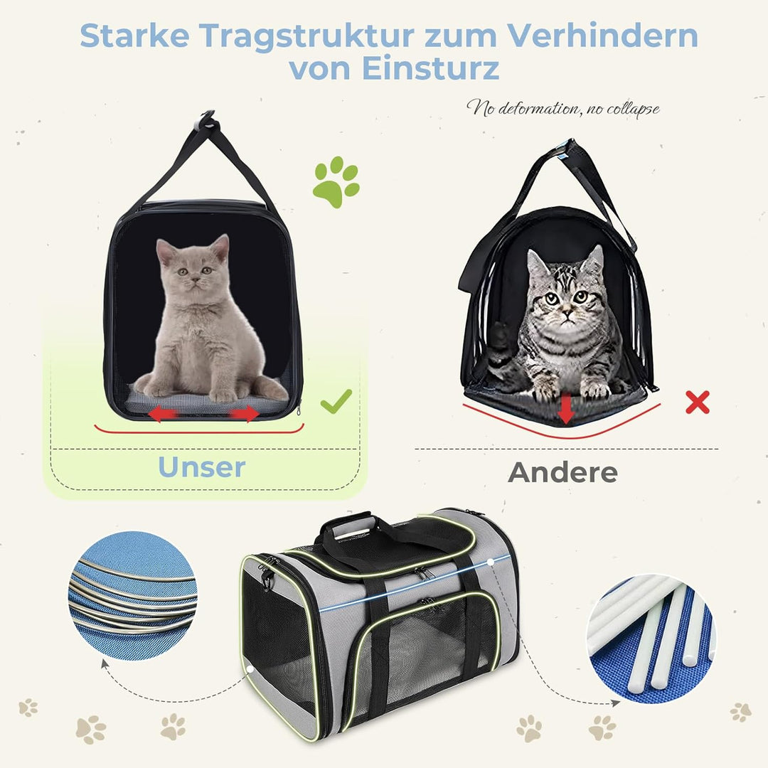 Bibykivn Transporttasche für Katze Hund, Katzentransportbox, Hundebox Faltbar Hundetasche Transportt