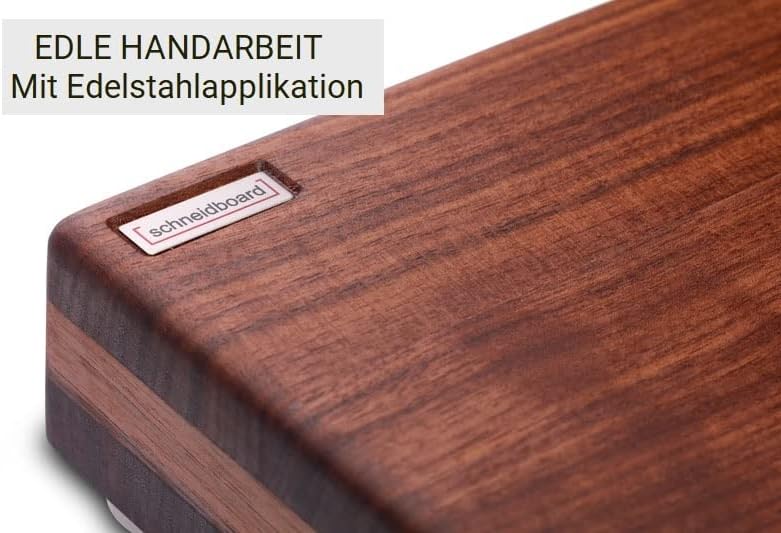 Schneidboard Nussbaum Premium - Design Schneidebrett Aus Holz - Made In Germany - 53x40x6 cm - Mit 2