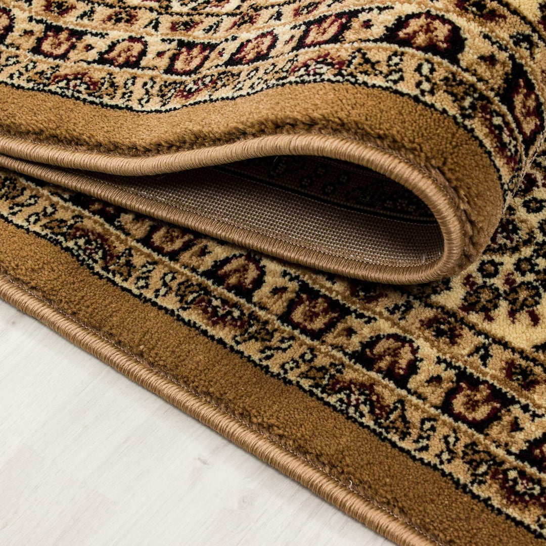 Carpetsale24 Teppich Wohnzimmer Traditioneller Orientalisch Design Beige 120 x 170 cm - Kurzflor Tep